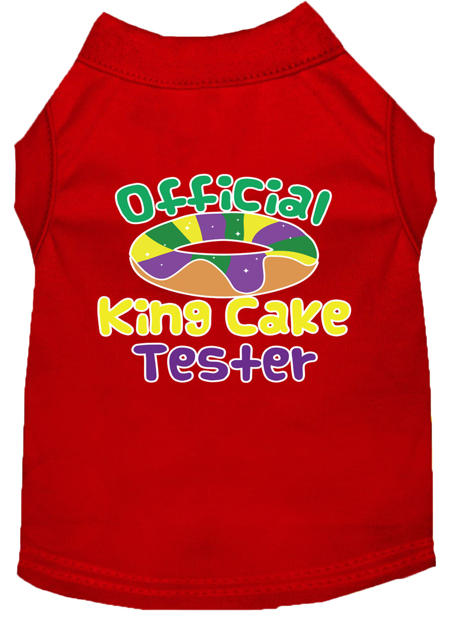 King Cake Taster Screen Print Mardi Gras Dog Shirt Red Med